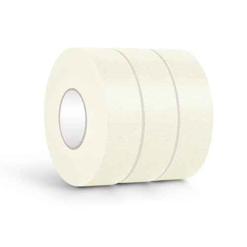 NETEHA 3 Rolls Painters Tape Masking Tape 1 Inch x 55 Yard, No Residue Adhesive Tape for Wall Painting, Decoration Labeling and DIY Crafts (Beige White)
