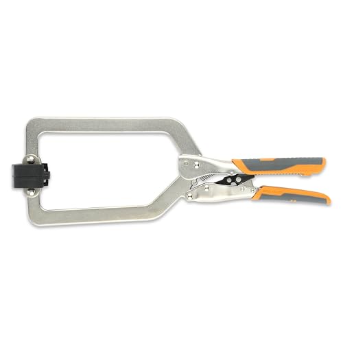 BORA Auto Adjust 6 inch Locking Vise Grip Clamp with Swivel Pads - Heavy Duty Multi Purpose Welding Clamps with Comfortable Grips Perfect C Clamp for Woodworking, Welding, and Metalworking