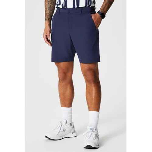 Fabletics Men's Only Short, Everyday Commuter, Lightweight, Liquid Resistant, Secure Pockets, 4-Way-Stretch, Streamlined Fit