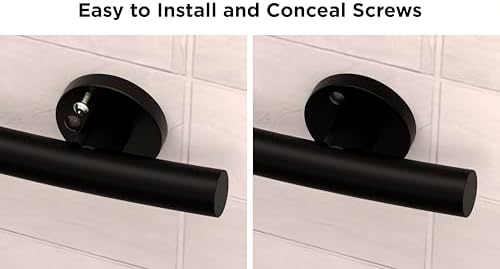 HEALTHCRAFT (2X Pack) Wave Decorative Grab Bars, ADA Compliant Bathroom Safety Bars for Seniors, Wall-Mounted, Supports Up to 500 lbs (Left & Right) (Matte Black, 24 Inch)