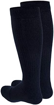 Truform Men's 15-20 mmHg Knee High Cushioned Athletic Support Compression Socks, Navy, Small (2 Pairs)