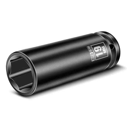 MTO 1/2" Drive 19mm Deep Impact Socket, 6 Pt. Metric Socket, CR-MO Steel & Anti-Corrosion Coating for Heavy-Duty Use