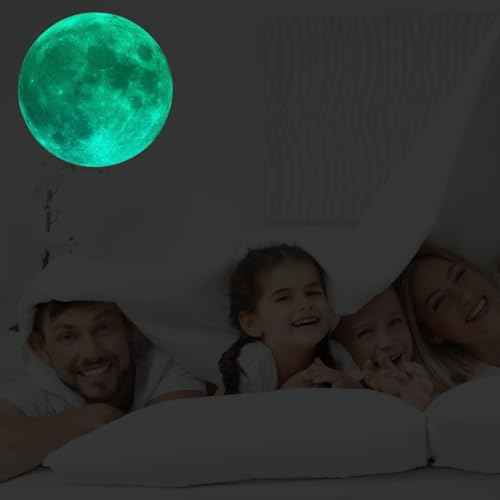 Glow in The Dark Moon Wall Stickers, 12 Inches, 2 Pack