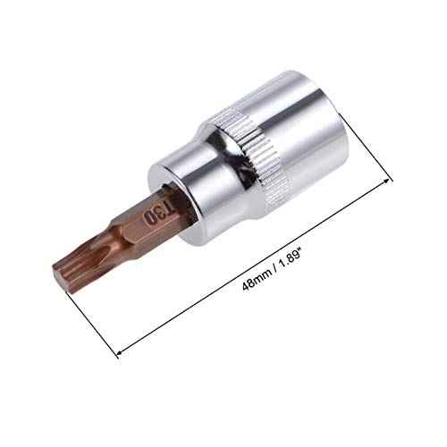 uxcell 3pcs 3/8" Drive x T30 Torx Bit Socket, S2 Steel Bits CR-V Sockets 38mm Length Use with Ratchet Wrench, Slide Bar, Extension Rod