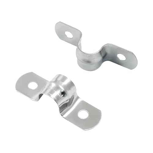 Hordion 50Pcs 3/8" Two Hole Strap U Bracket, M10 Rigid Pipe Strap Stainless Steel Conduit Clamp for Fixing Pipe