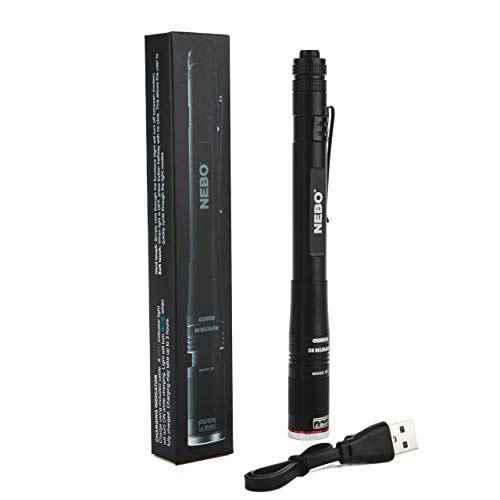 NEBO INSPECTOR RC Pen Light | 360 Lumens, 3 Light Modes, Rechargeable & AAA Battery Powered LED Flashlight, Waterproof, Compact & Durable, Pocket Clip for EDC, Includes USB Charging Cable