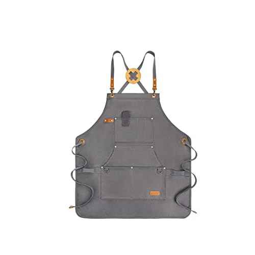 Waxed Canvas Tool Apron for Men and Women - Durable, Adjustable for Woodworkers, Mechanics, Blacksmiths, Carpenters