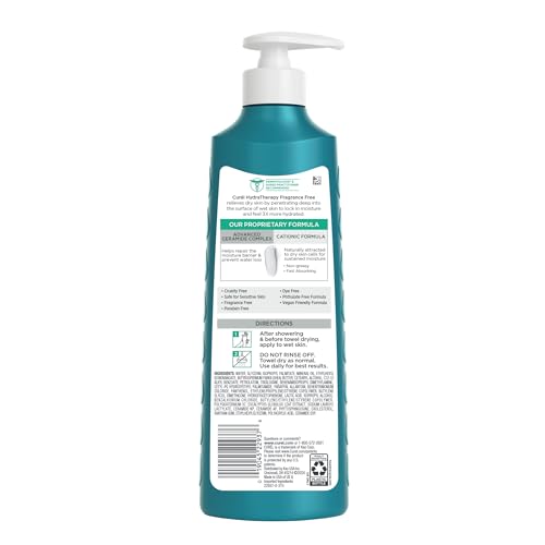 Curel Hydra Therapy In Shower Lotion, Wet Skin Moisturizer for Dry or Extra-dry Skin, with Advanced Ceramide Complex, 12 Oz, Pack of 2