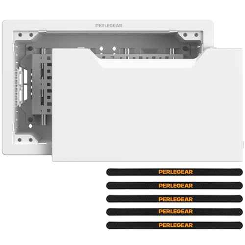 Perlegear 9¡È in-Wall Media Box, Electrical Box, Recessed Outlet Box and Media Enclosure for One Connect Box & Network Switches, Cable Management Kit with Cutting Template, Dust Bag & Drywall Saw