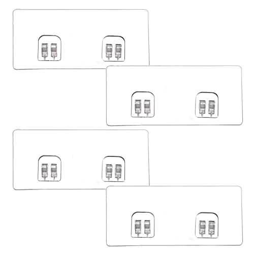 MaraFansie 4 Transparent Adhesive Wall Hooks, Seamless Adhesive Hooks Sticker for Wall/Bathroom/Office/Kitchen, 6.3x2.8