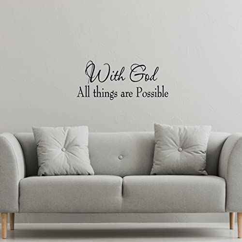 with God All Things are Possible Faith Wall Decals Religious Quotes Family Scripture Home D?cor Christian Vinyl Wall Art