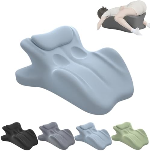 Ergonomic Back Support Pillow for Reading, Memory Foam Couples Pillows, Butt Cushion for Couples, Waist and Neck Support, Multi-Position Comfort Bed Pillow for Sitting and Lying (Blue)