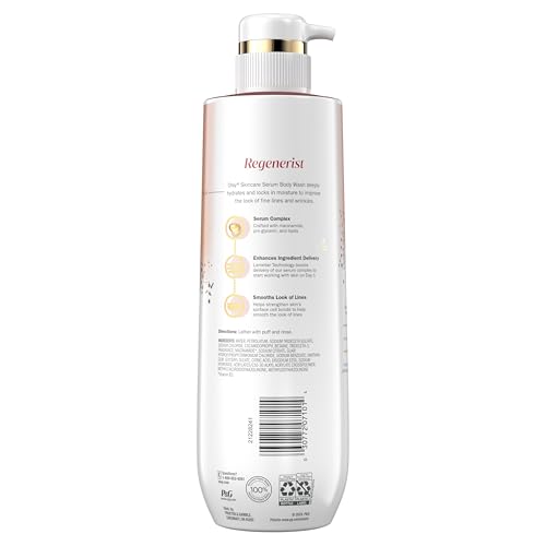 Olay Body Wash for Women, Regenerist Smoothing, Niacinamide Serum Complex, Renews Moisture, Free of Parabens & Phthalates, Vitamin B3 Lameller Technology, For All Skin Types, 20 fl oz (Pack of 4)