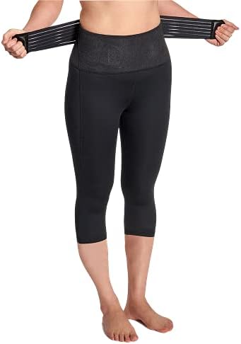 Tommie Copper Women’s Pro-Grade Lower Back Support Compression Leggings Capris with Pocket & Adjustable Straps