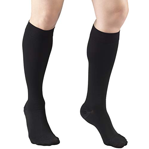 Truform 20-30 mmHg Medical Compression Stockings, Aloe Infused Microfiber, Knee High, Closed Toe, Black, 2X-Large