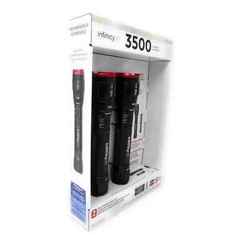 Infinity X1 3500 Lumen Dual Power Flashlight 2-Pack ? High-Performance LED, Rechargeable or Alkaline Powered, 4 Light Modes, USB-C Charging, Includes Batteries and Cables