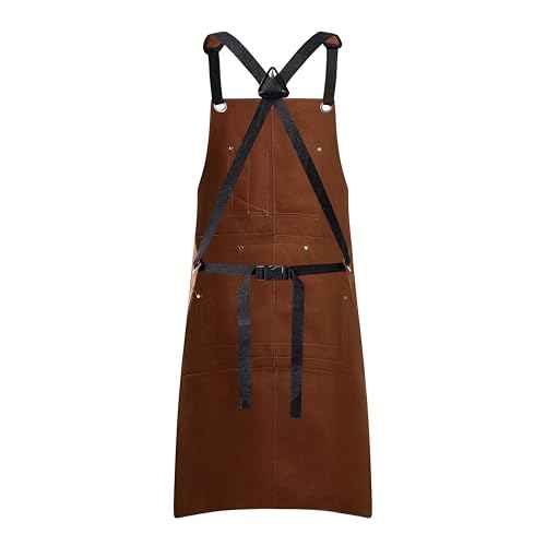 Flame Retardant And Waterproof 6 Pockets Leather Tool Apron for Outdoor Woodwork, Grilling,24'' X 36''