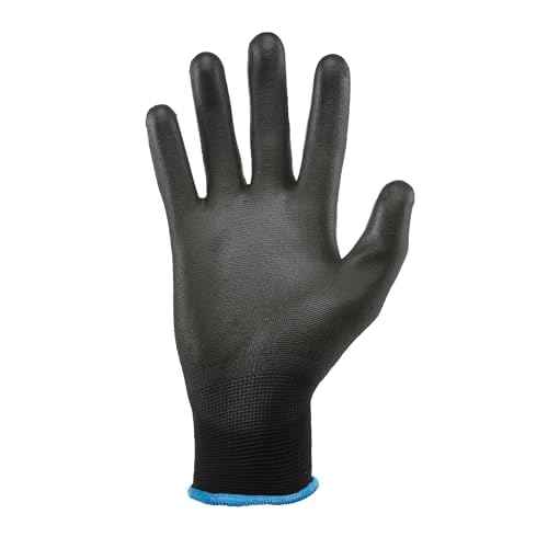 Gorilla Grip Work Gloves, Never Slip Maximum Grip All-Purpose, Gloves for Men, Superior in Wet, Dry, Oily Conditions, Polymer Palm, Large Size, 10 Pairs, Black/Blue | 25162-60