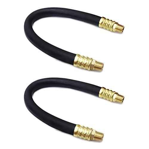 QWORK Air Compressor Hose, 3/8" X 15" Air Hose, 300 PSI Max Working Pressure, 1/4" Male NPT To 1/4" Male NPT Connections, 2 Pack
