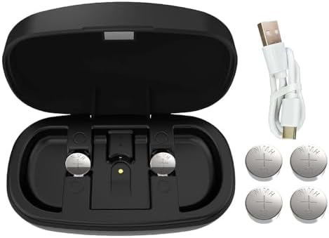 Wokyo Rechargeable 13 Hearing Aid Batteries and Battery Charger, Hearing Aid Charger Travel Case for P13 Hearing Aid Amplifiers Battery with 4 Pack 13 Rechargeable Batteries