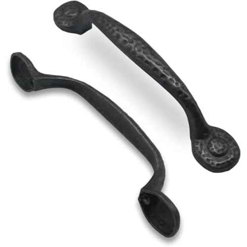 20 Pack 3-3/4 Inch (96mm) Hole Center Black Iron Cabinet Pulls,Antique Black Rustic Drawer Pulls Hammered Cabinet Handles Kitchen Cabinet Hardware Vintage Pulls for Drawers.