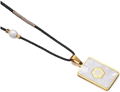 Medical Alert Necklace for Women Shell & Gold-Tone Stainless Steel Emergency ID Tag Pendant Necklace for Girls Custom Engraved Medical Alert Jewelry