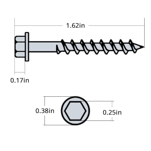 Connector Screws, #9 x 1-1/2" Heavy-Duty Joist Hanger Screws, 1/4" Hex Head with 0.37"-Dia, Prem-Galvanized, Resists Wear and Corrosion-Resistant, Replace sd9112R500 and 10D Nail, 500-Qty.