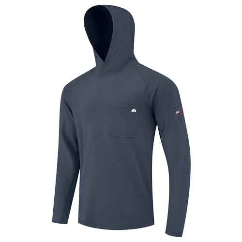 WORKWEYA FR Hooded Shirts 6OZ Lightweight FR Shirts for Men Thumb Hole Stretch NFPA2112 CAT2 Flame Resistant Hoodies