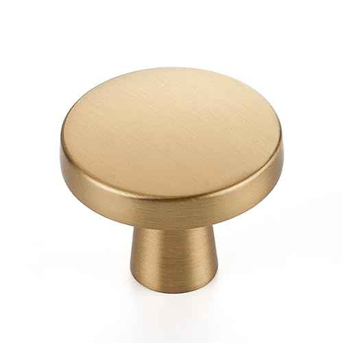 Ravinte 25 Pack Drawer Pulls 1-1/4 Inch Kitchen Cabinet Knobs Solid Round Dresser Drawer Knobs Champagne Bronze Drawer Knobs Dresser Knobs Simple Cabinet Hardware for Cupboard Drawer Pulls
