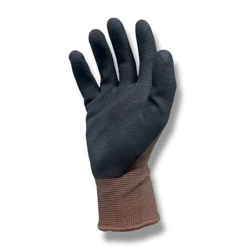 ROVAR UPS Gloves - United Parcel Service Gear (6 PAIRS) Nitrile Coated Seamless Brown Gloves w/Durability and Superior Grip