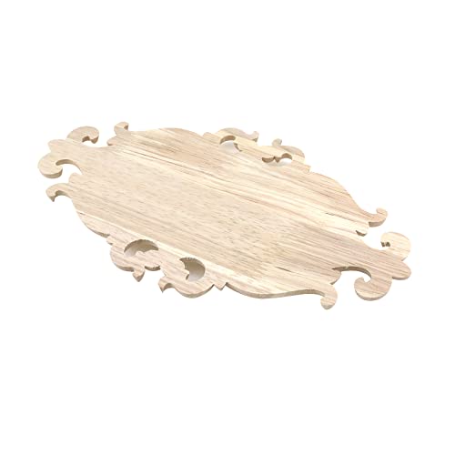 Antrader 1-Pack Wood Carved Onlays Appliques,Oval Shaped Unpainted Solid Wood Carving Decal for Door Cabinet Cupboard Wall Ceiling,26¡¿15cm