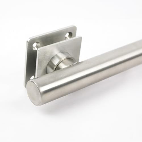 12-inch Coronado Designer Straight Bathroom Shower Grab Bar with Decorative Square Flanges, Satin