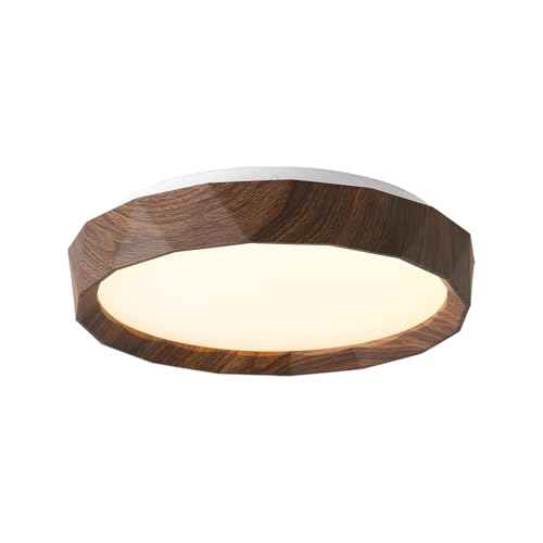 ANYLOVE 15 inch LED Flush Mount Ceiling Light Fixture,3000K 4000K 5002K Adjustable Ceiling Lights, Farmhouse Oak Wood Grain Ceiling Light for Bedroom Hallway Bathroom Kitchen