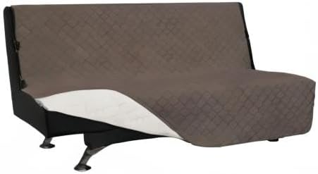 Easy-Going Futon Slipcover - Reversible Sofa Cover, Armless, Water Resistant - Protects Against Pets & Kids (Taupe/Ivory)