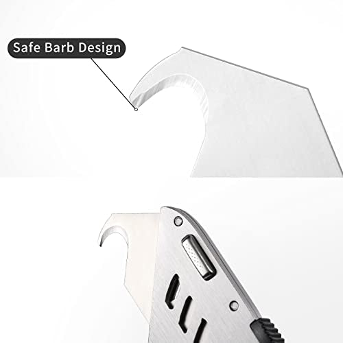 Hook Blades, 30 Pack Hooked Razor Blades, Utility Knife Blades, Box Cutter Blades, High Carbon Steel Standard Size Refill Blades, Heavy Duty SK5 Replacement Blades