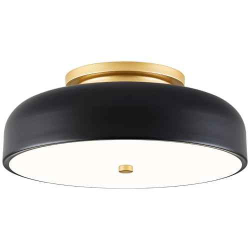 Dimmable LED Ceiling Light, Black and Gold Light Fixture, Mid-Century Semi Flush Mount Ceiling Light 5CCT 2700K-6000K Ceiling Lamp for Laundry Room Kitchen, Bedroom, Hallway(11.8in)