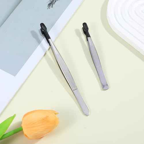 2 Pcs Rubber Tipped Tweezers Forceps Silicone Coated Soft Tweezers Contact For Soft Contacts Non Marring Flat Tip Hobby Craft Tools Jewelry Coin Stamp Tongs For Stamps Coins Crafts Beads
