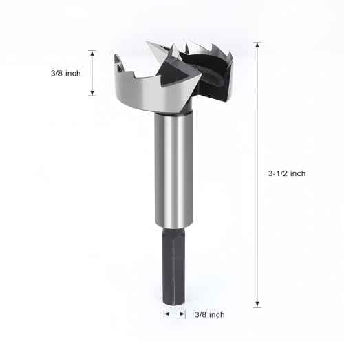 1-5/8" Forstner Bit for Wood, 1-5/8 Inch (Dia.) Wood Drill Bit Forstner Bits for Woodworking, Hex Shank