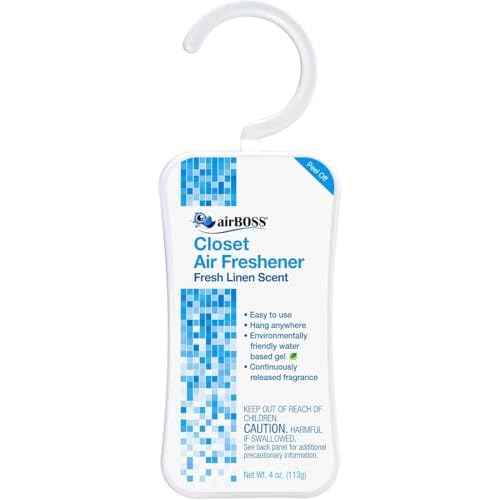 airBOSS Closet Air Freshener, Continuously Releases Fragrance, Fresh Linen, 4 Oz Hanger