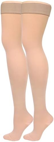Truform Women's Compression Stockings, 20-30 mmHg, Thigh High Length, Closed Toe, Opaque, Beige, Small