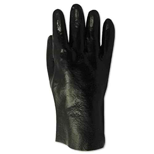 MAGID T1082R MultiMaster Rough Finish PVC Gloves with Knit Cuff, 12", Black (12 Pair)