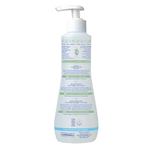 Mustela Baby Cleansing Water - No-Rinse Micellar Water - with Natural Avocado & Aloe Vera - for Baby's Face, Body & Diaper - 10.14 fl. oz.