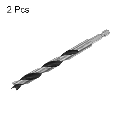 HARFINGTON 2pcs Brad Point Drill Bit 10mm (25/64") Dia Bearing Steel 1/4" Hex Shank Wood Drill Bits 3.23" Working Length Spiral Twist Drilling Tool for Woodworking Softwood Plywood Plastic
