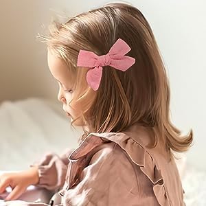CÉLLOT 20 Pieces Girls Hair Bows Linen Fabric Bows Alligator Clips Hair Accessories for Little Girls Toddlers Kids and Teens(Pink)