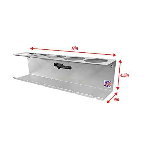 Pit Posse PP3353 Pneumatic Tool Holder Aerosol Rack Combo-Made in USA- Wall Mounted Spray Can Bottle Holder, Air Tool Organizer for Garage, Trailer,Workspace, Toy Hauler- Holds 5 cans, 6 Slots