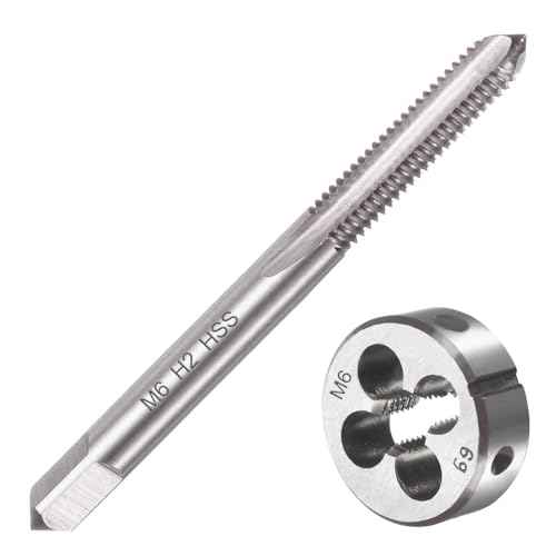 M6 X 1.0 Metric Tap and Die Set M6 X 1mm HSS Straight Fluted Machine Thread Right Hand Screw Tap and Round Threading Die