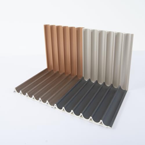 Art3dwallpanels 4 Pack Glossy Metal Finish WPC Soundproof 3D Wall Panels for Interior Wall Decor, Wavy Grain Panel Wall Slats, Sample
