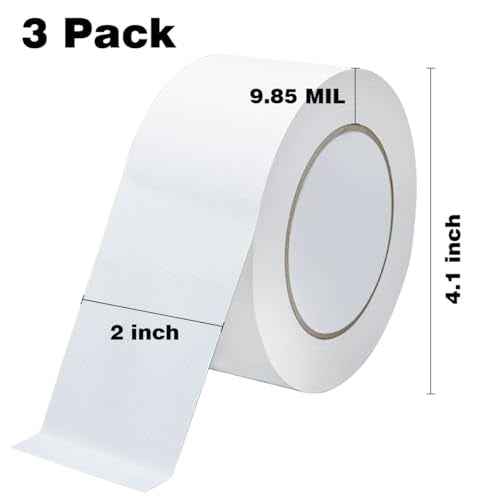3Pack White Duct Tape Heavy Duty Waterproof Strong Adhesive Duct Tape Bulk for Indoor Outdoor Repairs Tear by Hand 60 Yards x 2 Inch Total