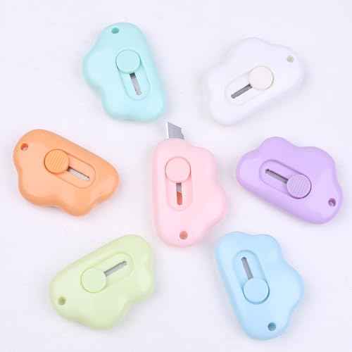 Mini Adorable Cloud Opener Utility Knife Cloud Box Cutter Retractable Letter Opener a knife with for Box Letter Envelope, 7 Colors Courier knives