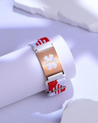 Personalized Sport Medical Alert Bracelets for Women Men - Custom Medical ID Bracelets with Free Engraving - Hook and Loop/Elastic/Stainless Steel/Silicone Watch Wristband Emergency Bracelet